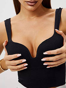 Топ-бюстьє Кім еластичний топ бюстгалтер з глибоким декольте 3D пушап в класичному стилі Чорний, S/M