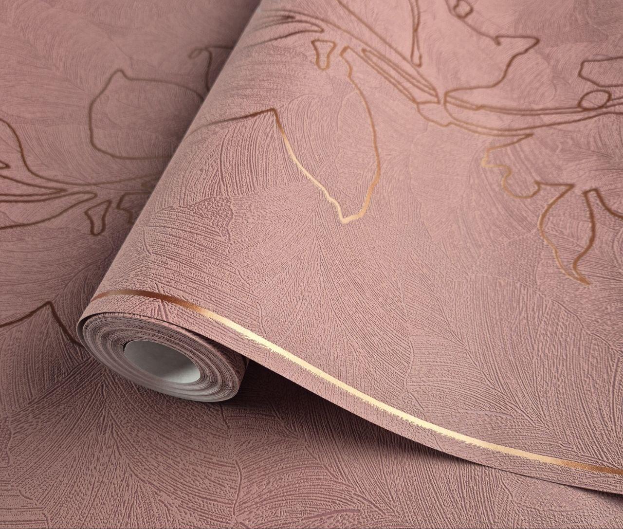 Шпалери вінілові на флізеліні 0.53 × 10.05 м Marburg 57945, коричнево-пудрові для спальні, вітальні, кабінету, фото 1