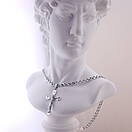 Срібна цепочка з хрестиком чоловіча Бісмарк. Срібний хрест і ланцюжок срібло. 55 см, фото 2