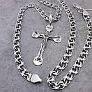 Срібна цепочка з хрестиком чоловіча Бісмарк. Срібний хрест і ланцюжок срібло. 55 см, фото 10