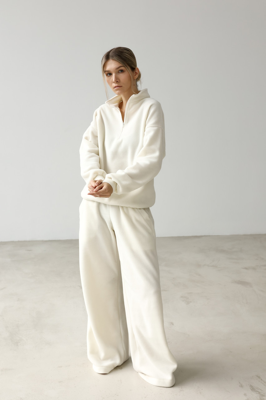 Теплий костюм молочного кольору із флісу, фото 1