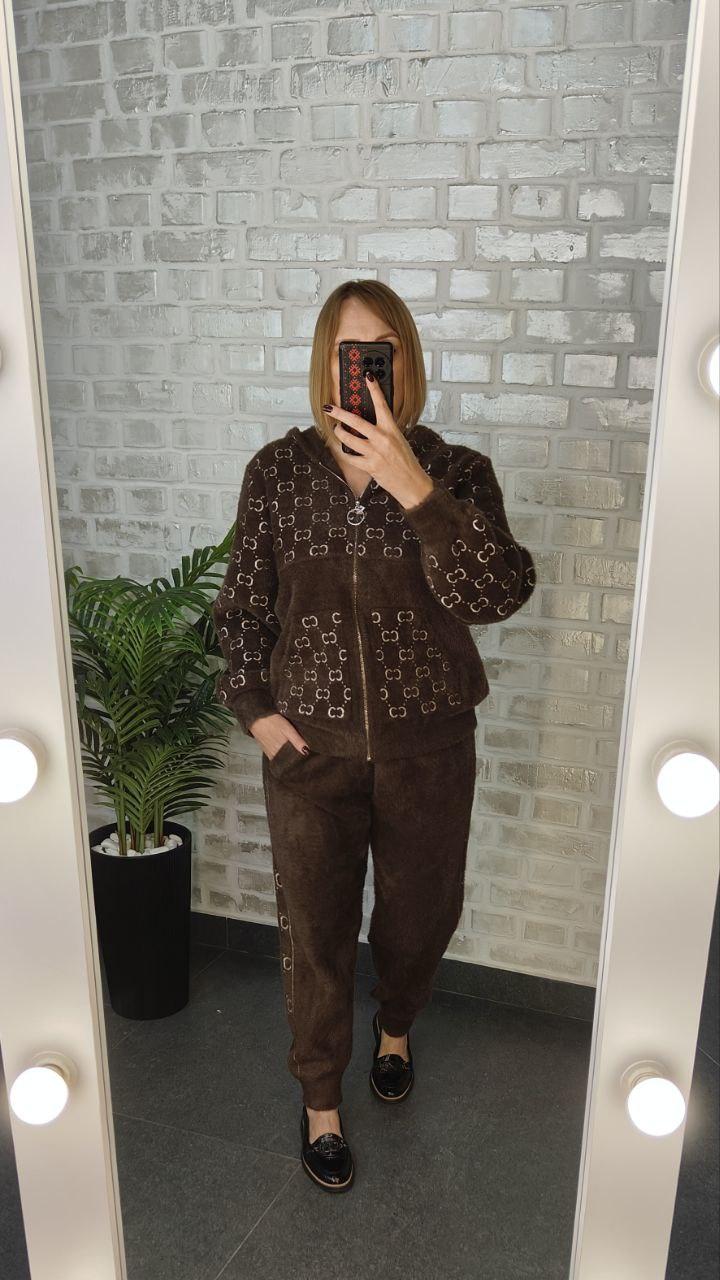 Жіночий теплий костюм двійка з альпаки | Туреччина | Колір шоколад