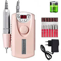 Портативний фрезер BQ 101 (Рожевий) на акумуляторі 2200 mAh на 40 Вт. та 30 000 про. з дисплеєм - для манікюру та педикюру