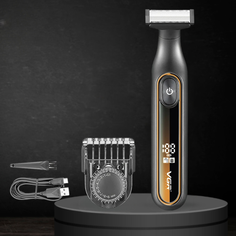 Портативний триммер для бороди та тіла VGR V-360 з регульованою насадкою акумуляторний для сухого та вологого гоління, фото 1