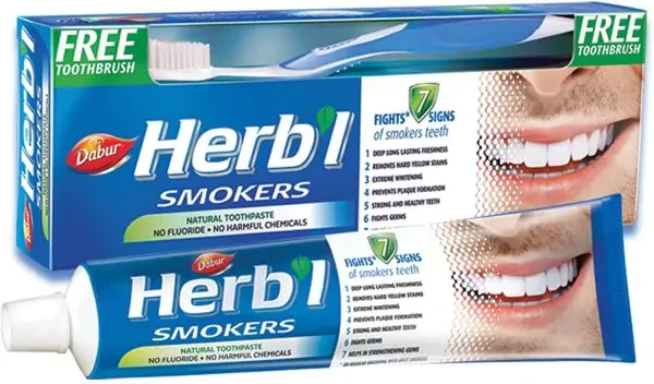 Зубна паста Dabur Herb'l "Для курців" (150г.) + зубна щітка