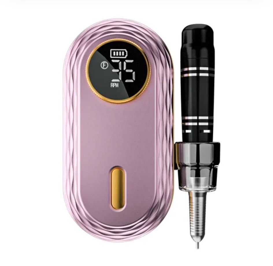 Портативний фрезер JF-603 (Рожевий) на акумуляторі 2600 mAh на 35 Вт. та 35 000 про. з дисплеєм, на USB-для манікюру, фото 1