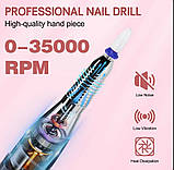 Портативний фрезер JF-603 (Рожевий) на акумуляторі 2600 mAh на 35 Вт. та 35 000 про. з дисплеєм, на USB-для манікюру, фото 4