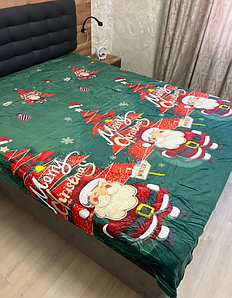 Яскравий Новорічний плед велсофт 200*220 см