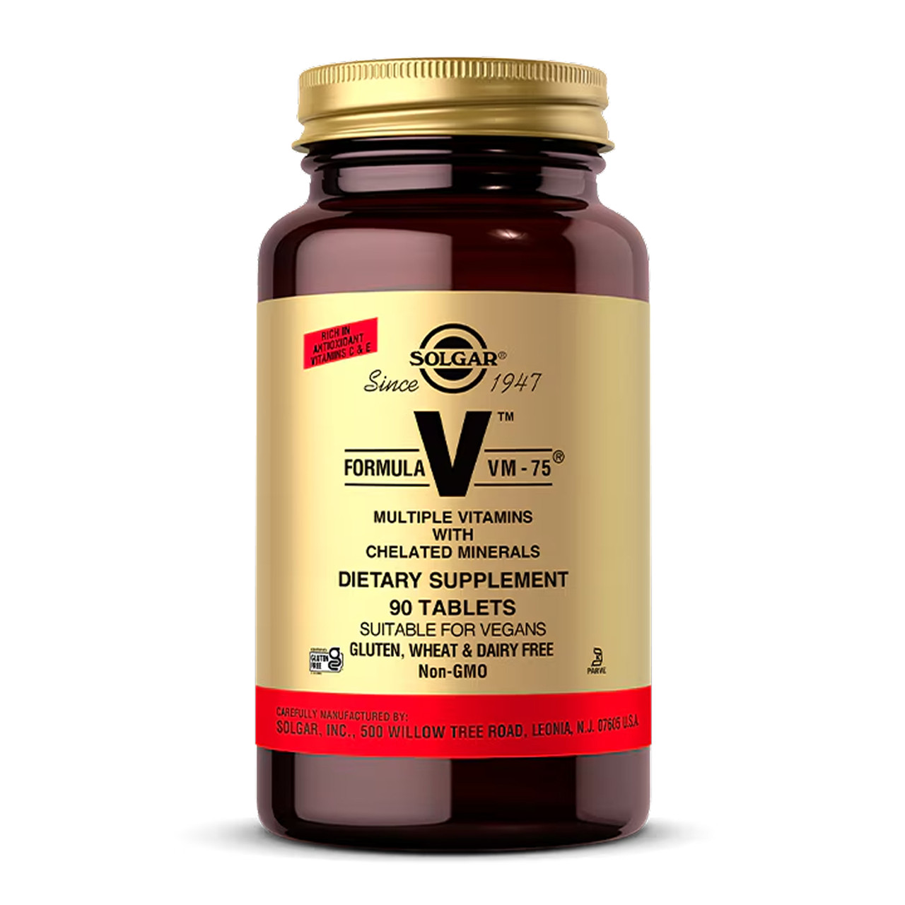 Мультивітаміни та хелатні форми мінералів Solgar Formula VM-75, 90 таблеток, фото 1