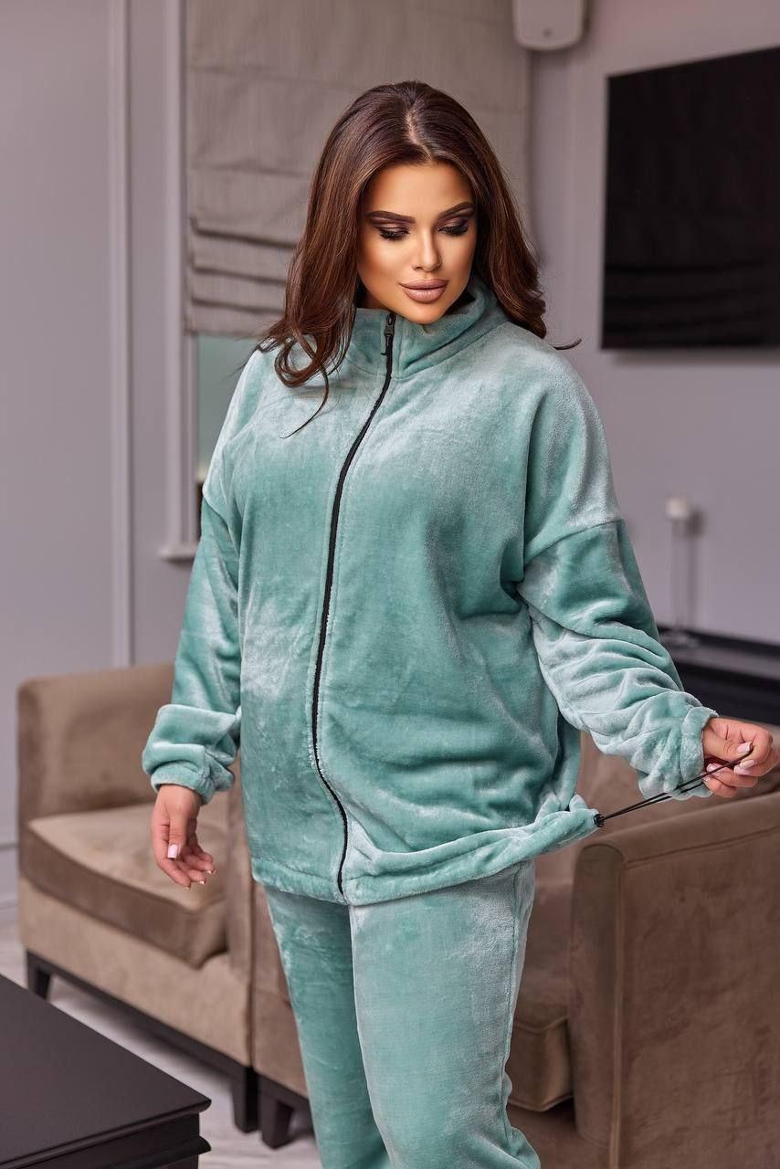 Жіноча піжама тепла на блискавці Ментол, фото 1