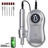 Портативний фрезер JF-602 (Срібло) на акумуляторі 2600 mAh на 35 Вт. та 35 000 про. з дисплеєм, на USB-для манікюру, фото 2