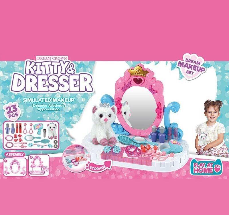 Трюмо 661-3004 (18) імітація косметики, прикраси, дзеркало, фен, м'яка іграшка, в коробці