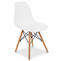 Стілець кухонний зі спинкою Bonro B-173 FULL KD білий (крісло, стуло) на дерев’яних ніжках для кухні їдальні кімнати, фото 2