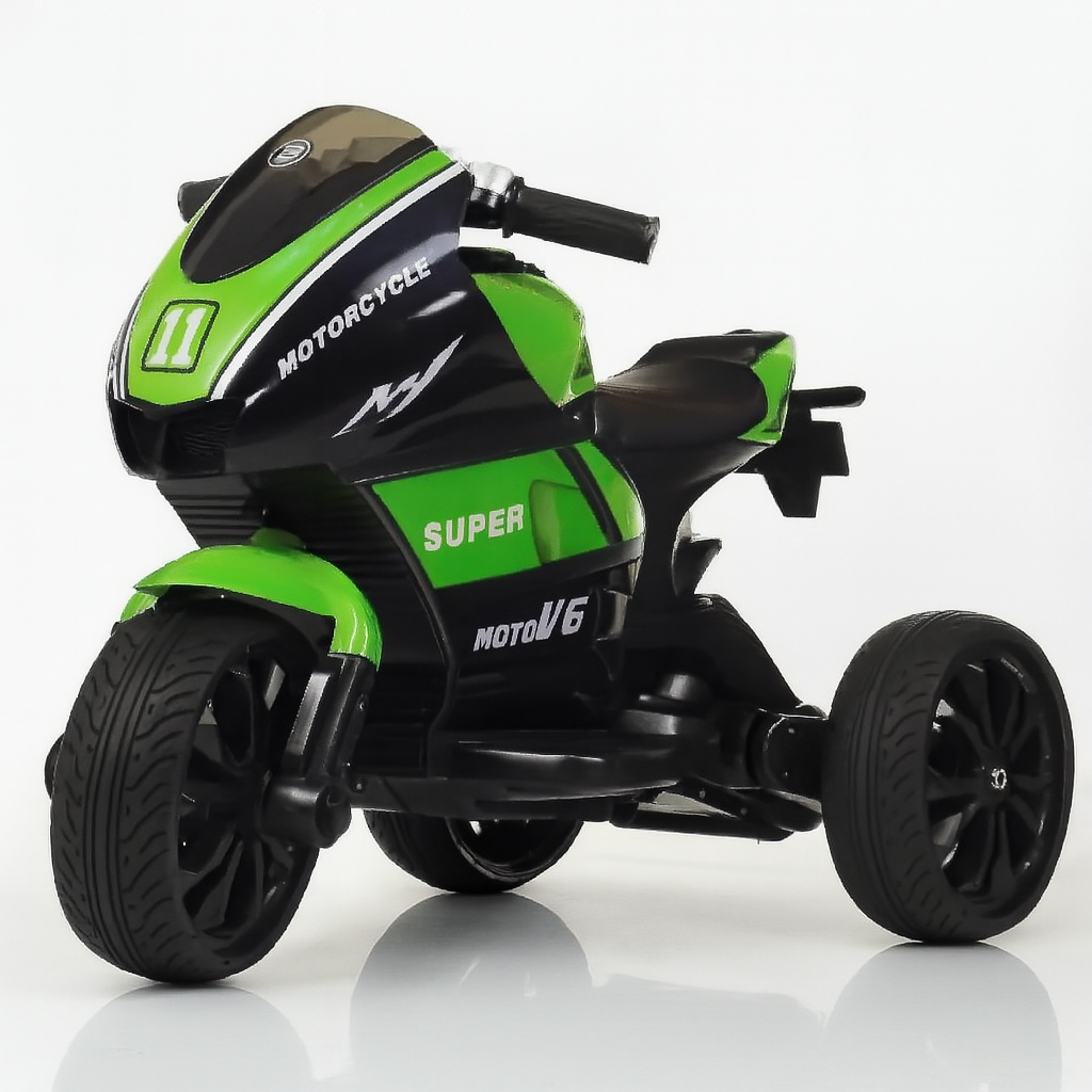 Електромотоцикл дитячий Yamaha M 4135EL-5 — зелений, 6V, музика, світло, фото 1