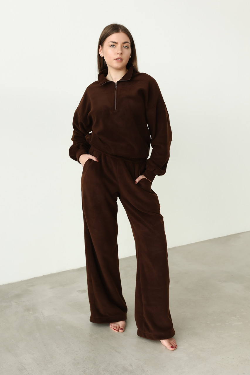 Теплий костюм шоколадного кольору із флісу, фото 1