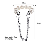 Кафф кліпс на вухо з перлами на ланцюжку білі перлини без проколу 1шт, фото 2