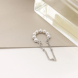 Кафф кліпс на вухо з перлами на ланцюжку білі перлини без проколу 1шт, фото 4