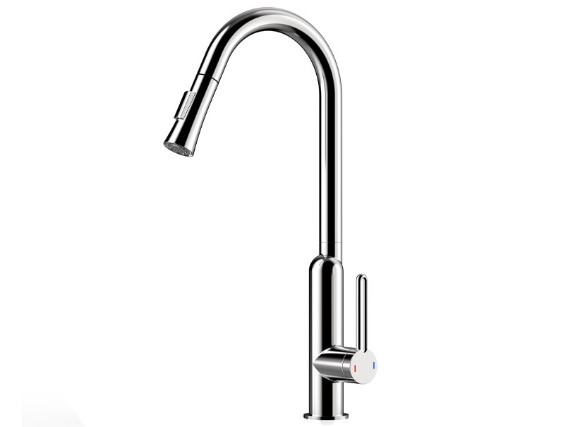 Змішувач для мийки витяжн.лійка, латунь,хром AIM, DG16057- chrome