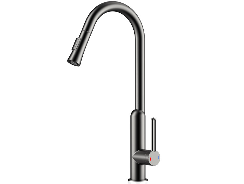 Змішувач для мийки витяжн.лійка, латунь,графітовий AIM, DG16057- gun grey