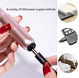 Портативний фрезер-ручка 102 (Золото) для домашнього манікюру, 20 Вт, 20000 об/хв. на USB, фото 7