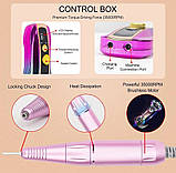 Портативний фрезер SG704 (Золото) на акумуляторі 36 Вт. та 35 000 об. з дисплеєм - для манікюру та педикюру, фото 4