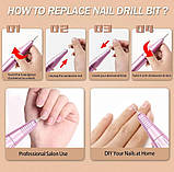 Портативний фрезер SG704 (Золото) на акумуляторі 36 Вт. та 35 000 об. з дисплеєм - для манікюру та педикюру, фото 6