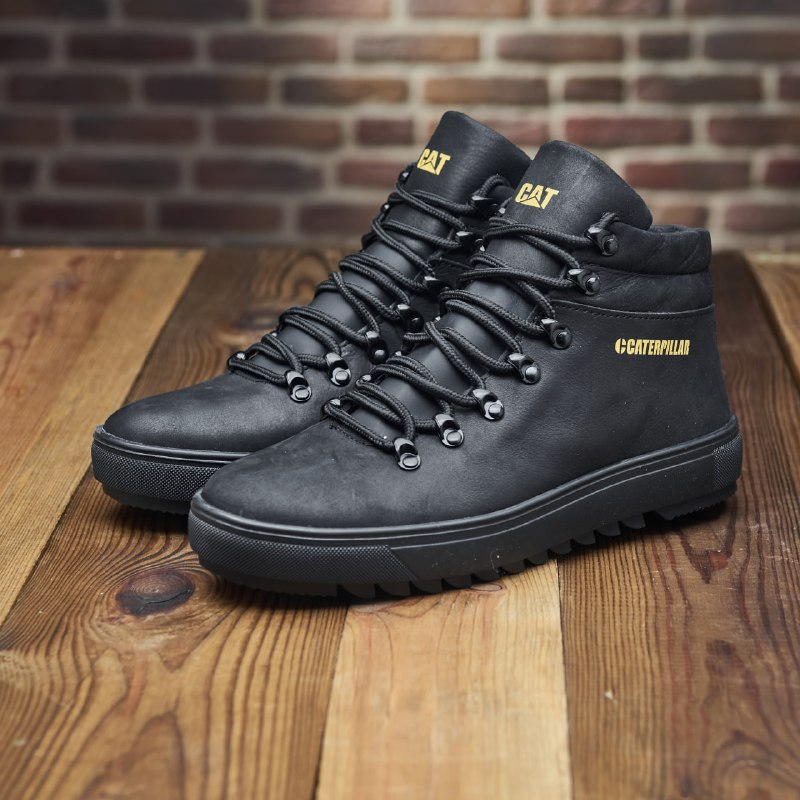 Зимові чоловічі шкіряні черевики, кросівки чорні утеплені з натуральної шкіри на хутрі на зиму для чоловіків, розмір 40-45, фото 1