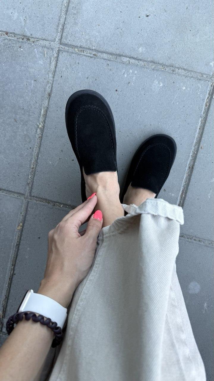 Лофери натуральна замша жіночі,чорні, фото 1