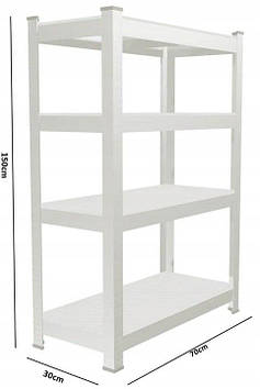 Набір з 2-х металевих стелажів (150 x 70 x 30 см) 4 полиці, навантаження - 150 кг на полицю, Сірий