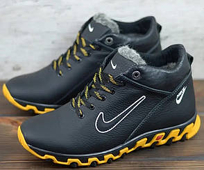 Черевики чоловічі зимові чорні спортивні з натуральної шкіри від виробника 41 розмір