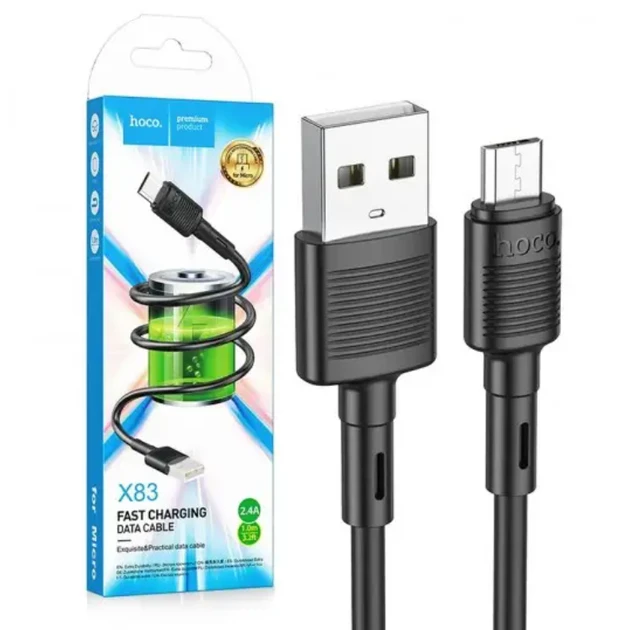 Кабель Hoco X83  USB micro-USB 2,4А, 1m чорний