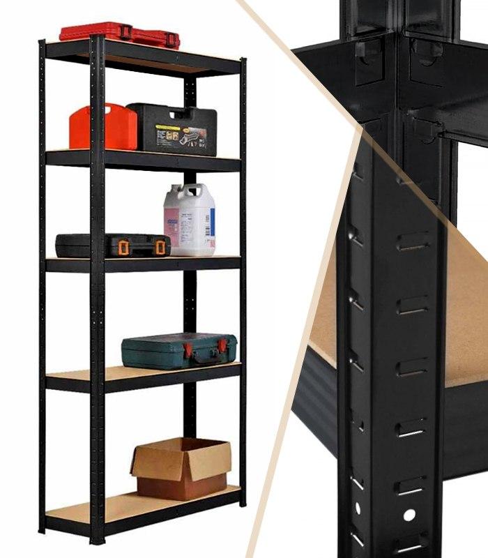 Стелаж металевий (150 х 70 х 30 см) 5 полиць, Чорний, фото 1