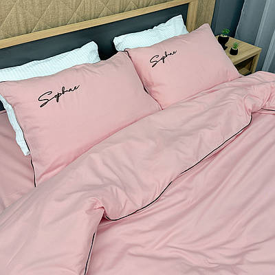 Комплект постільної білизни Сатин,  Двоспальний 180х220 Рожевий (88-137)