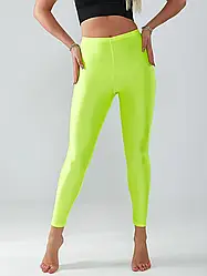 Дитячі спортивні лосини для спорту та гімнастики еластикові ЛИМОННИЙ