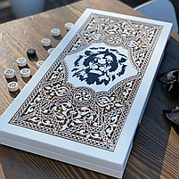 Нарди з каменю Чорний Лев 58×28×5см на подарунок, фото 2