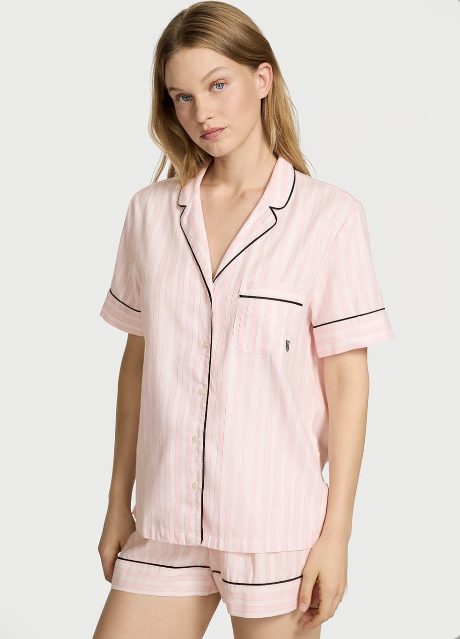 Піжама з натуральної фланелі в рожеву смужку Victoria’s Secret, оригінал, фото 1