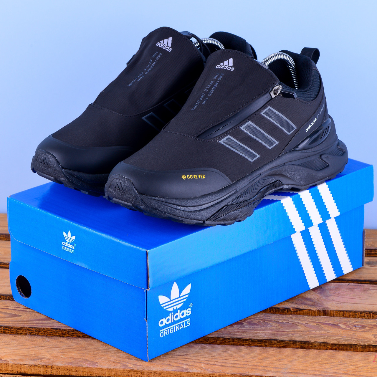 ТЕРМО зимові Adidas System Odyssey Черевики Кросівки чорні, фото 1