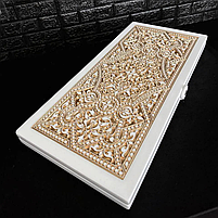 Нарди із білого акрилового каменю Орнамент 58×28×5см, фото 4