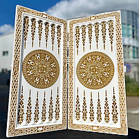 Нарди із білого акрилового каменю Орнамент 58×28×5см, фото 2