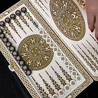 Нарди із білого акрилового каменю Орнамент 58×28×5см, фото 5