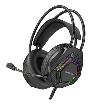 Навушники Borofone ігрові дротові мікрофон LED підсвічування Thunder BO105