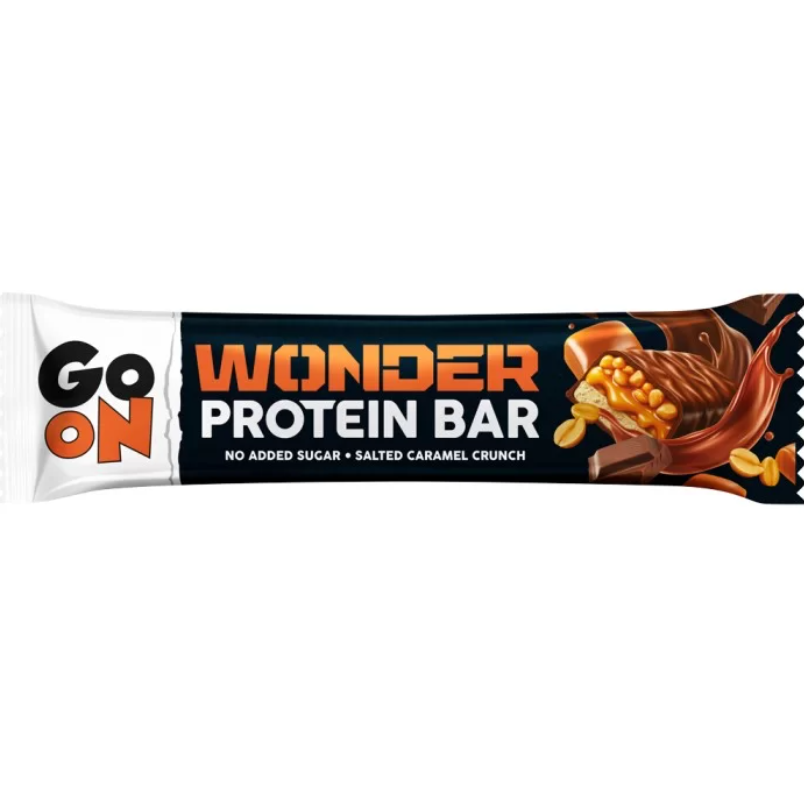 Протеїнові батончики GoOn Wonder Protein bar 24х45 г (солона арахісова карамель, бананова карамель), фото 1