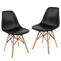 Стілець кухонний зі спинкою Bonro B-173 FULL KD чорний (набір 2 шт) на ніжках, пластикове сидіння для кухні, дому, їдаль, фото 2