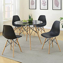 Стілець кухонний зі спинкою Bonro B-173 FULL KD чорний набір 3 шт на ніжках, пластикове сидіння для кухні, дому, їдаль, фото 3