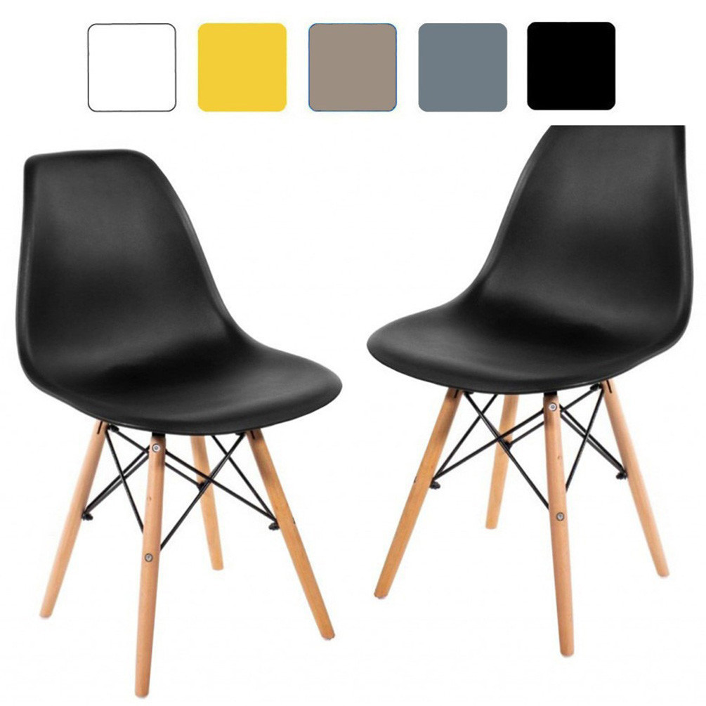 Стілець кухонний зі спинкою Bonro B-173 FULL KD чорний (набір 2 шт) на ніжках, пластикове сидіння для кухні, дому, їдаль