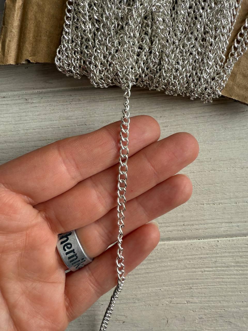 Ланцюжок 3,5 * 4 мм світле срібло 50 см, фото 1