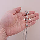 Срібна цепочка з хрестиком чоловіча Бісмарк. Срібний хрест і ланцюжок срібло. 55 см, фото 3