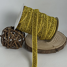 Оксамитова стрічка 1см з люрексом золото