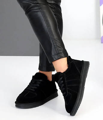 Уггі жіночі короткі натуральна замша чорні (UG340-1)