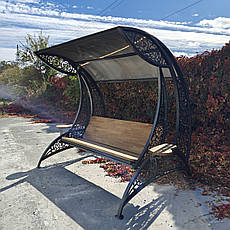 Садові гойдалки "Дубай" чорного/коричневого кольору, матеріал основи сидіння - дуб, фото 5